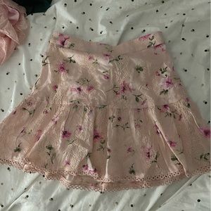 forever 21 pink floral skirt